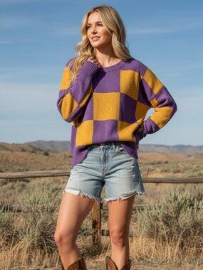 Gameday Checker Sweater Top by Sewn + Seen